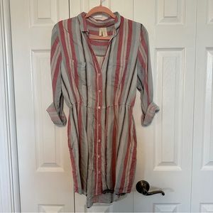 Striped button up casual dress